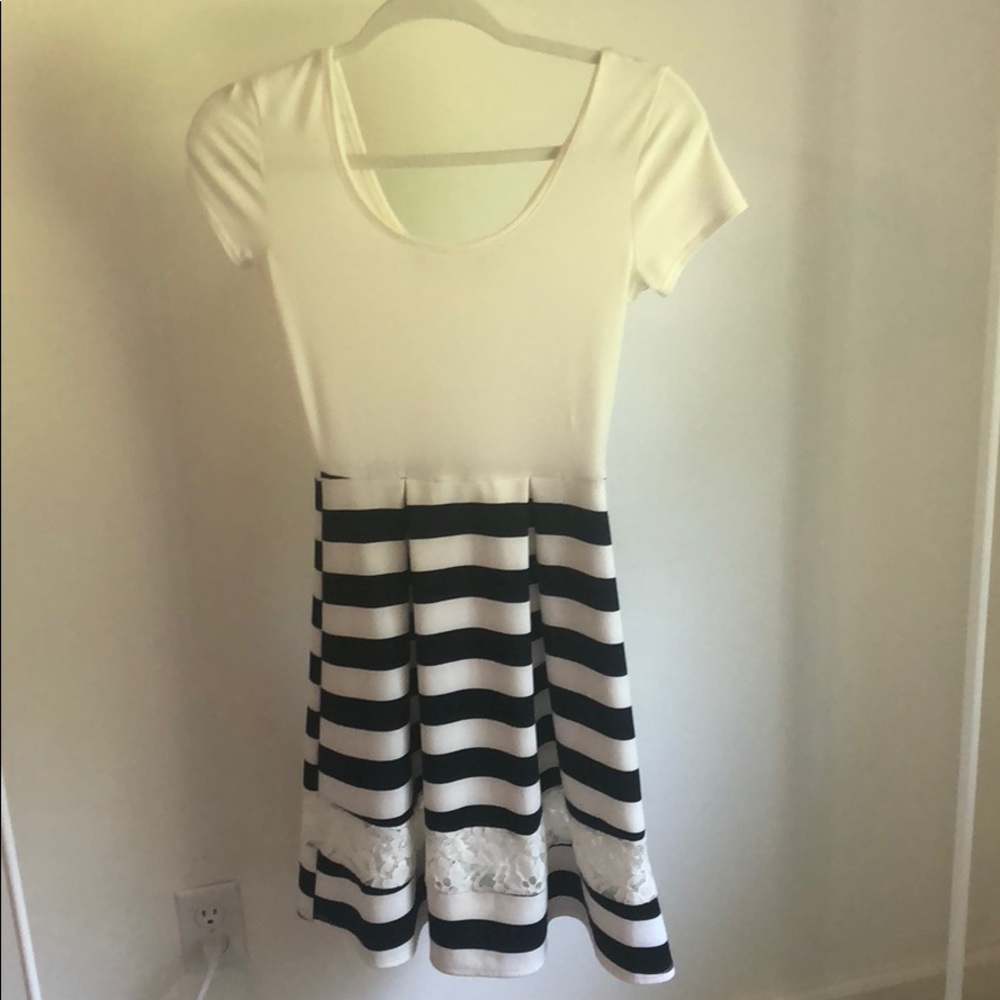 Blue and White Striped Boutique Dress